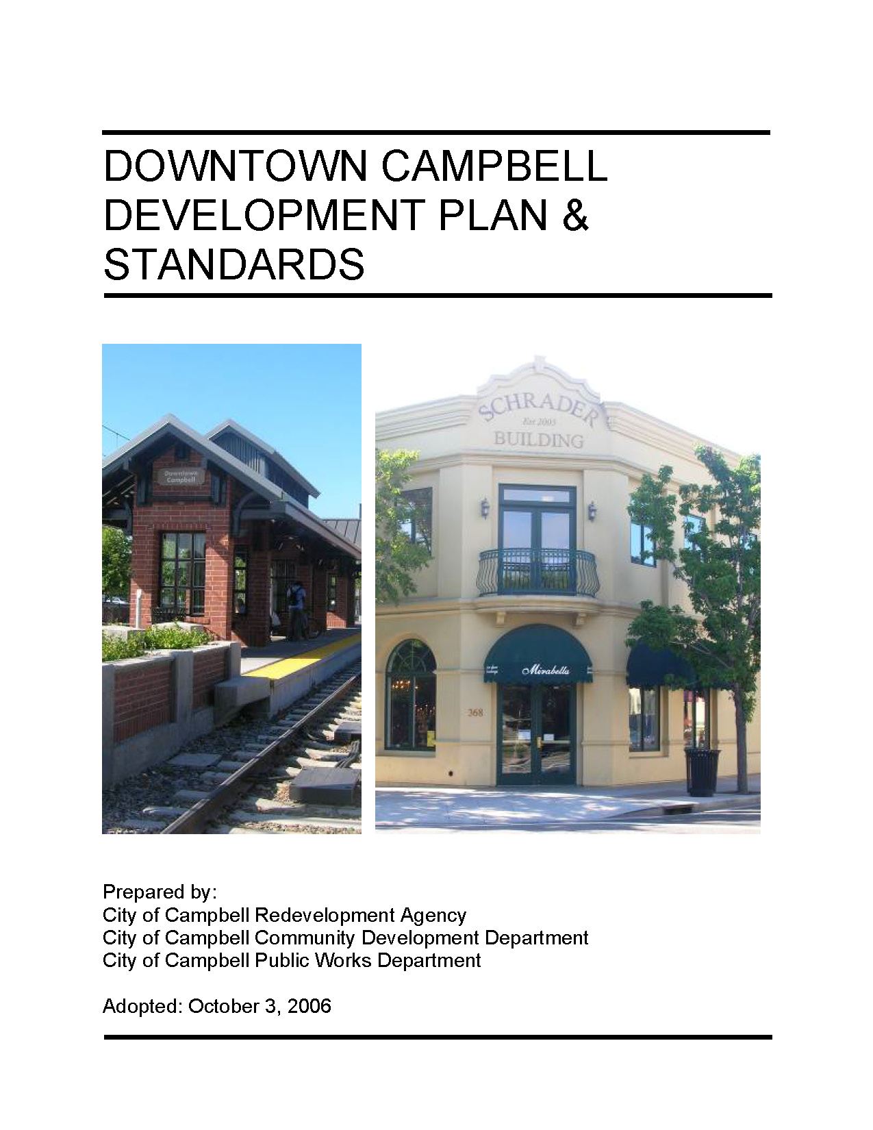 Two photos: White corner building and train station