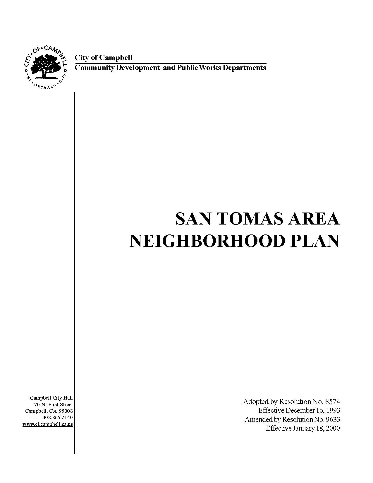 San Tomas Area Neighborhood Plan