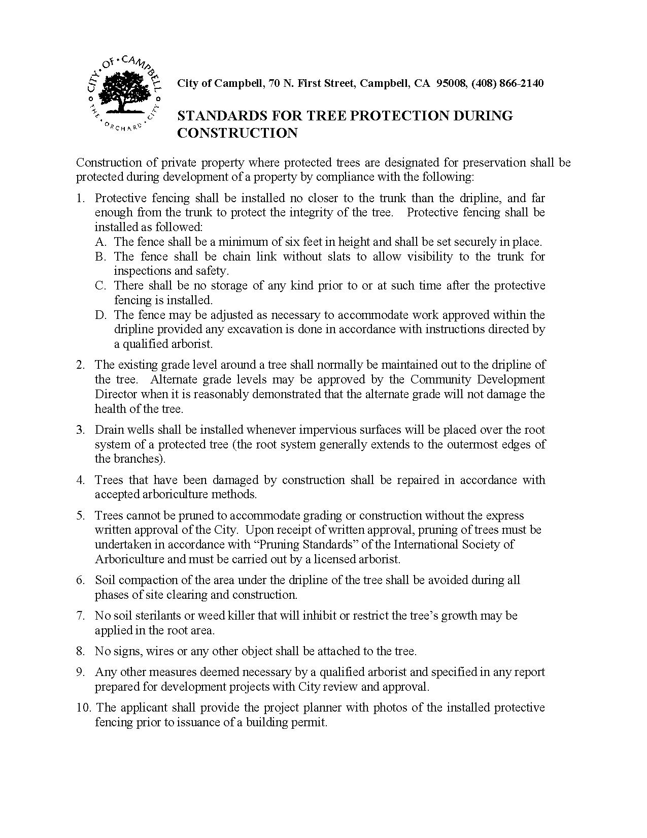 Tree Protection Standards Handout
