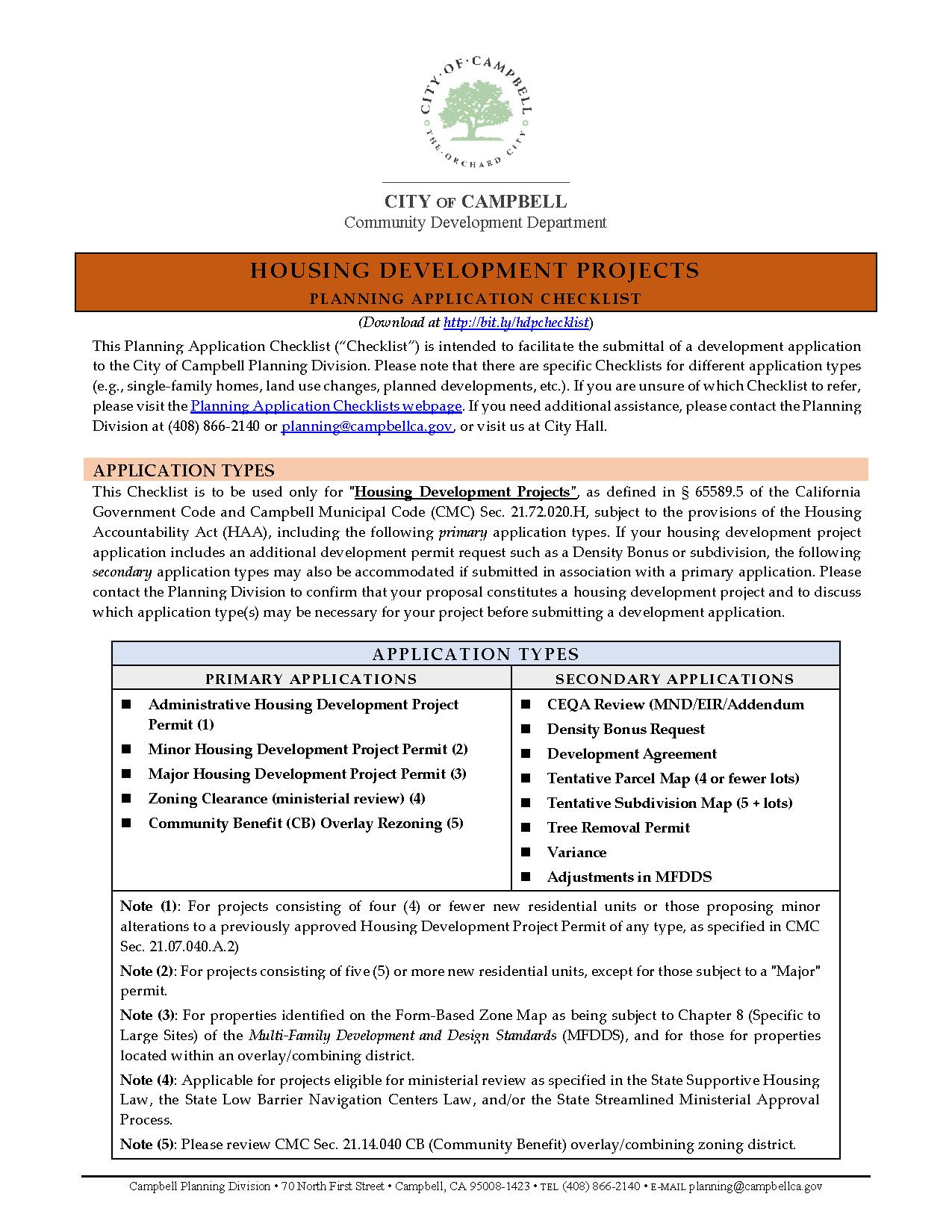 Housing Development Projects Application Checklist (2023-05-23)