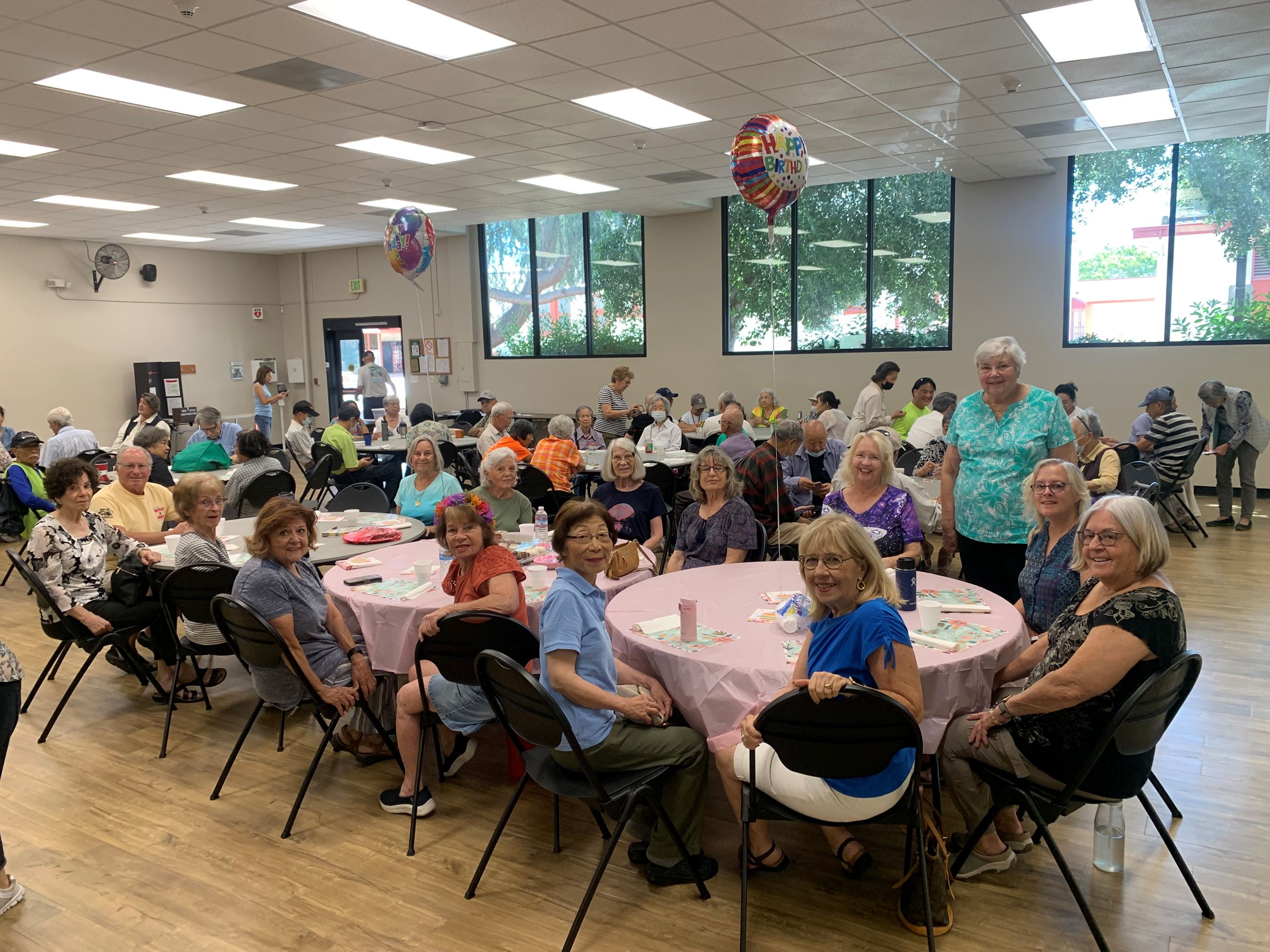 Seniors enjoying birthday lunch