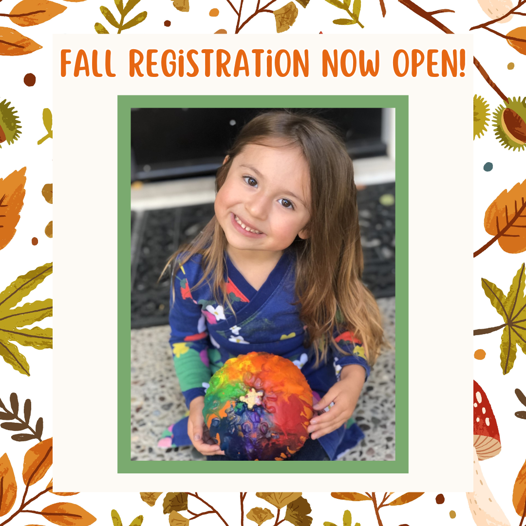 fall registration now open - girl holding a pumpkin