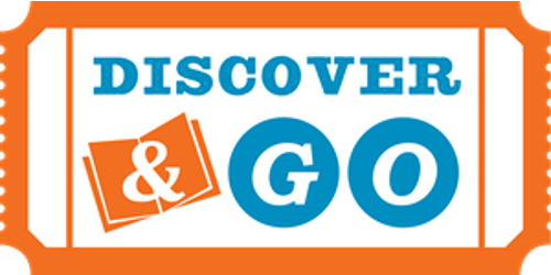 Orange Movie Ticket with Discover & Go written in blue on the inside